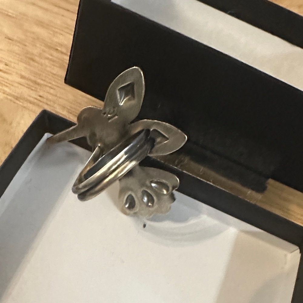 Silver Hummingbird Adjustable Ring With Turquoise… - image 2